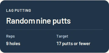 A practice card naming one drill with its reps and target